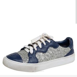 Tory Burch Blue/Silver Leather And Glitter Milo
Low Top Sneakers